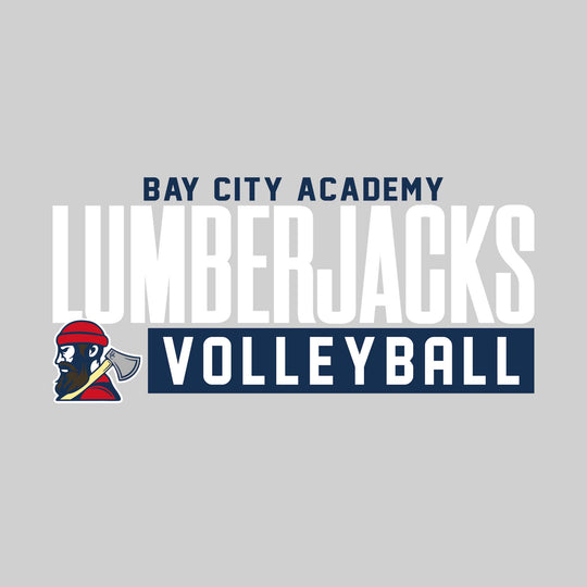 Bay City Academy - Volleyball - Large Mascot Name Over Volleyball with Mascot