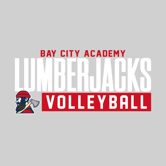 Bay City Academy - Volleyball - Large Mascot Name Over Volleyball with Mascot