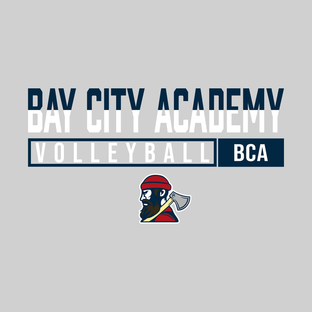 Bay City Academy - Volleyball - Split-Color School Name With Acronym Over Mascot