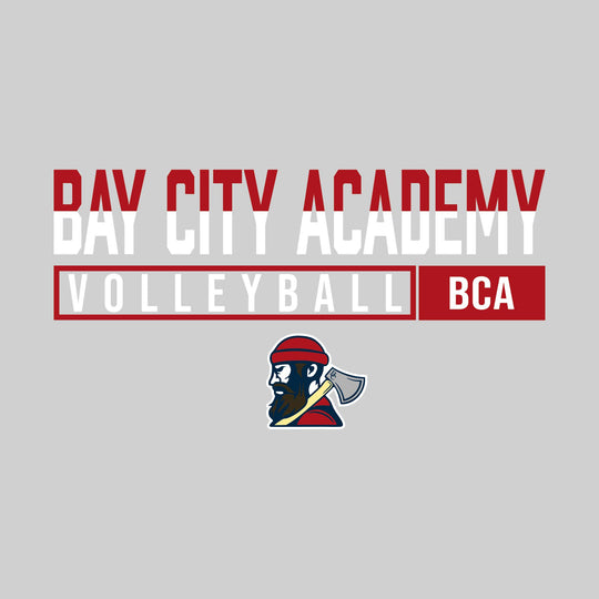 Bay City Academy - Volleyball - Split-Color School Name With Acronym Over Mascot