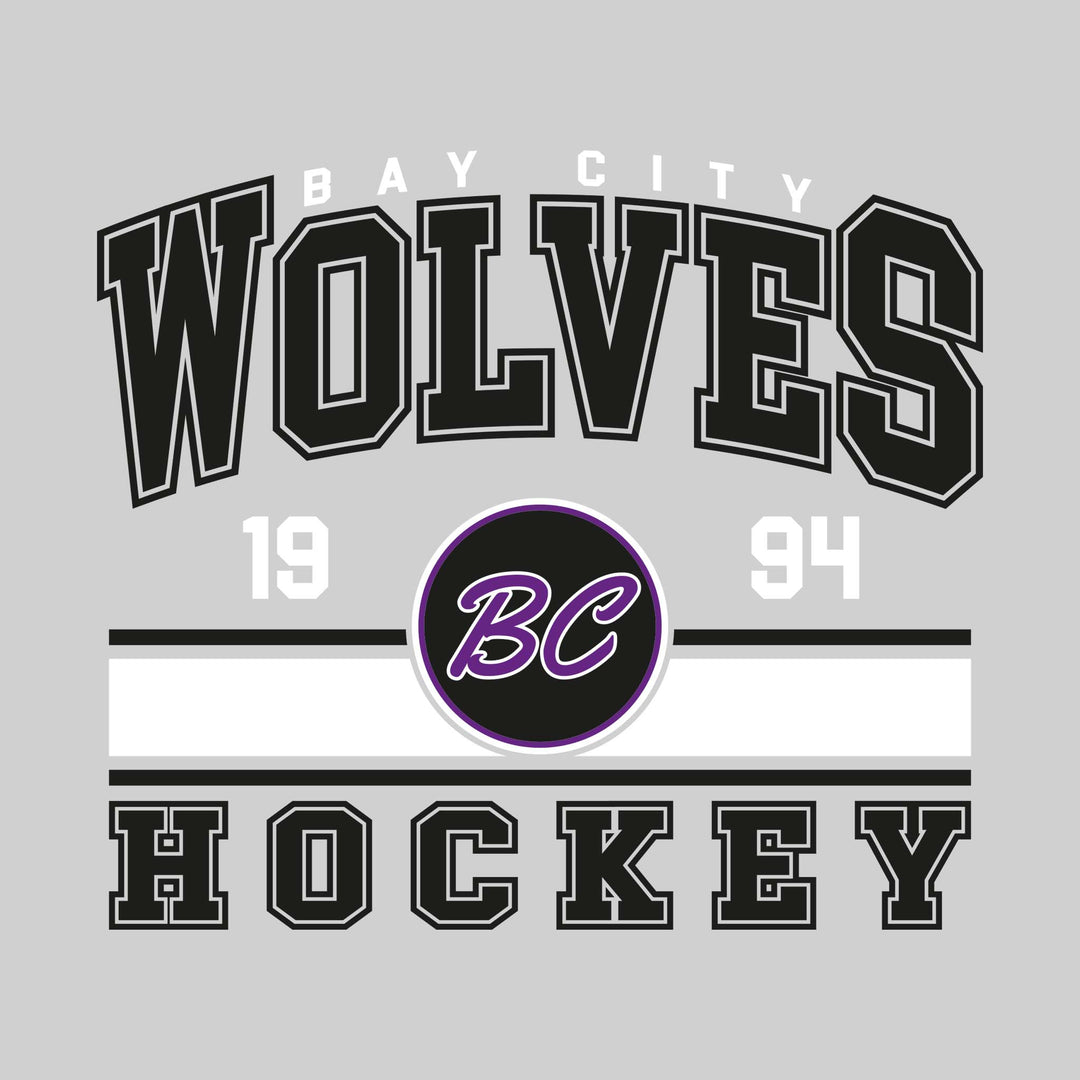 Bay City Wolves - Hockey - Arched Team Name with Color Bars