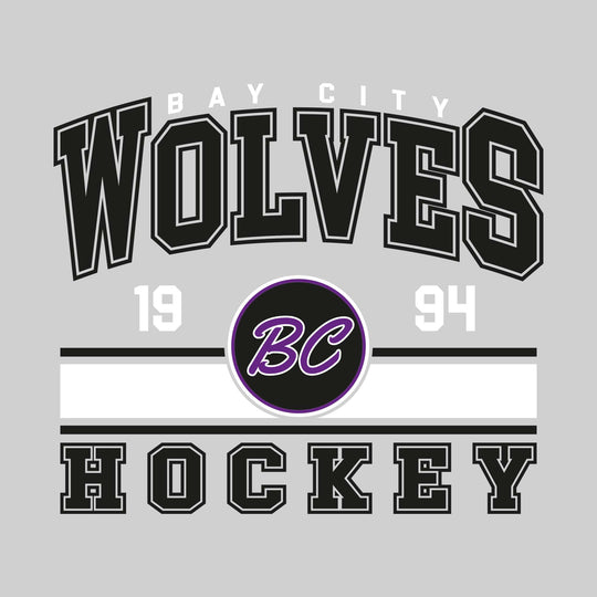 Bay City Wolves - Hockey - Arched Team Name with Color Bars