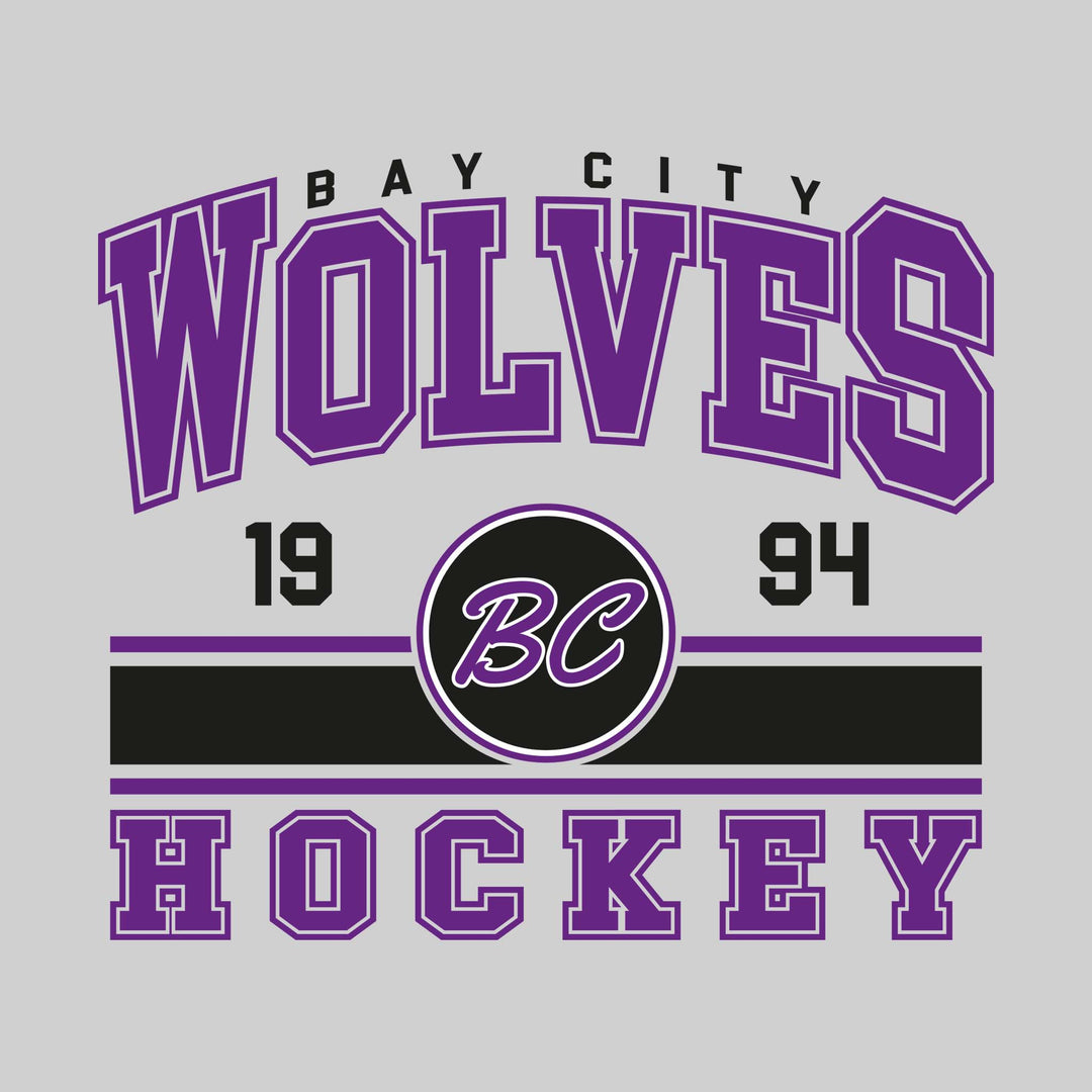 Bay City Wolves - Hockey - Arched Team Name with Color Bars