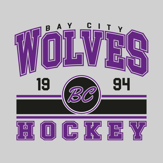 Bay City Wolves - Hockey - Arched Team Name with Color Bars