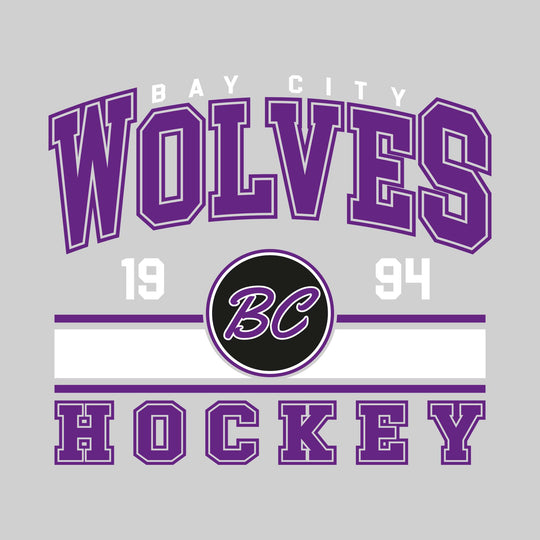 Bay City Wolves - Hockey - Arched Team Name with Color Bars