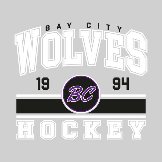 Bay City Wolves - Hockey - Arched Team Name with Color Bars