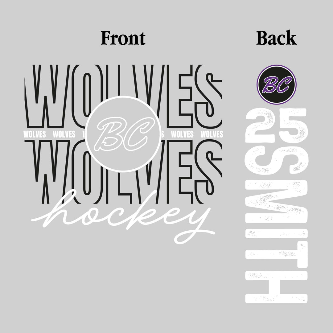 Bay City Wolves - Hockey - Outlined Wolves with Cursive Hockey