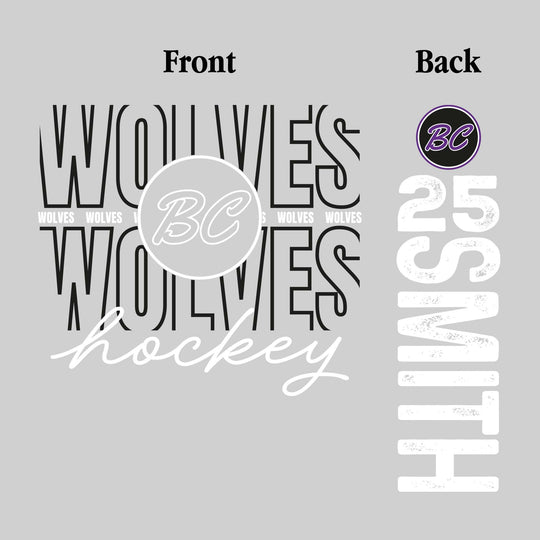 Bay City Wolves - Hockey - Outlined Wolves with Cursive Hockey