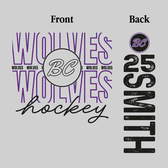 Bay City Wolves - Hockey - Outlined Wolves with Cursive Hockey