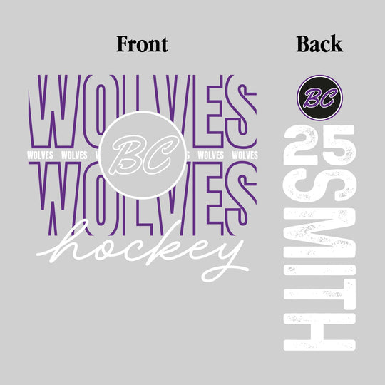 Bay City Wolves - Hockey - Outlined Wolves with Cursive Hockey