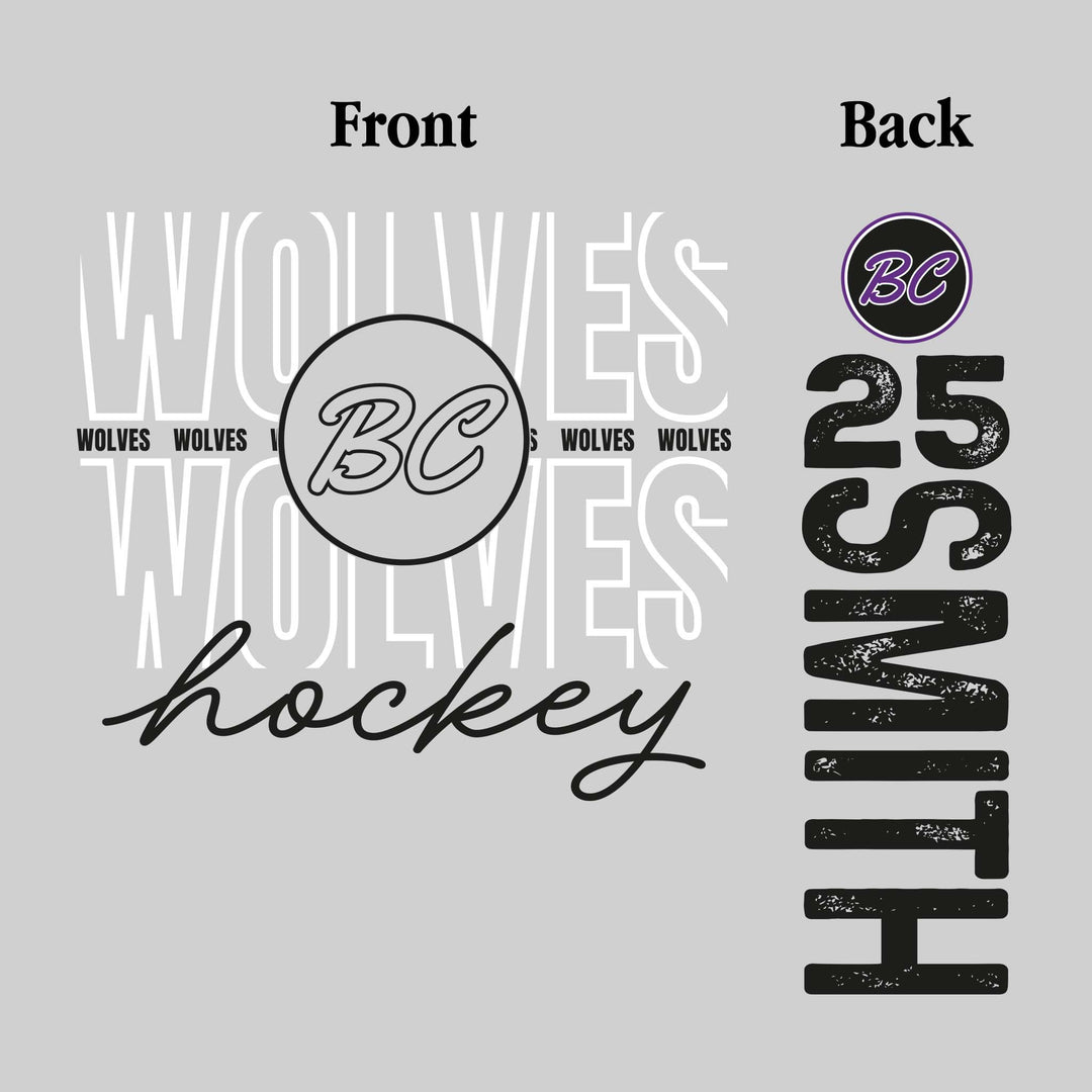 Bay City Wolves - Hockey - Outlined Wolves with Cursive Hockey