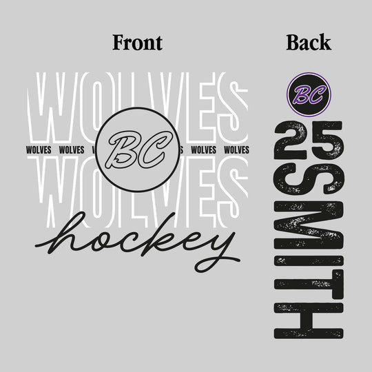 Bay City Wolves - Hockey - Outlined Wolves with Cursive Hockey