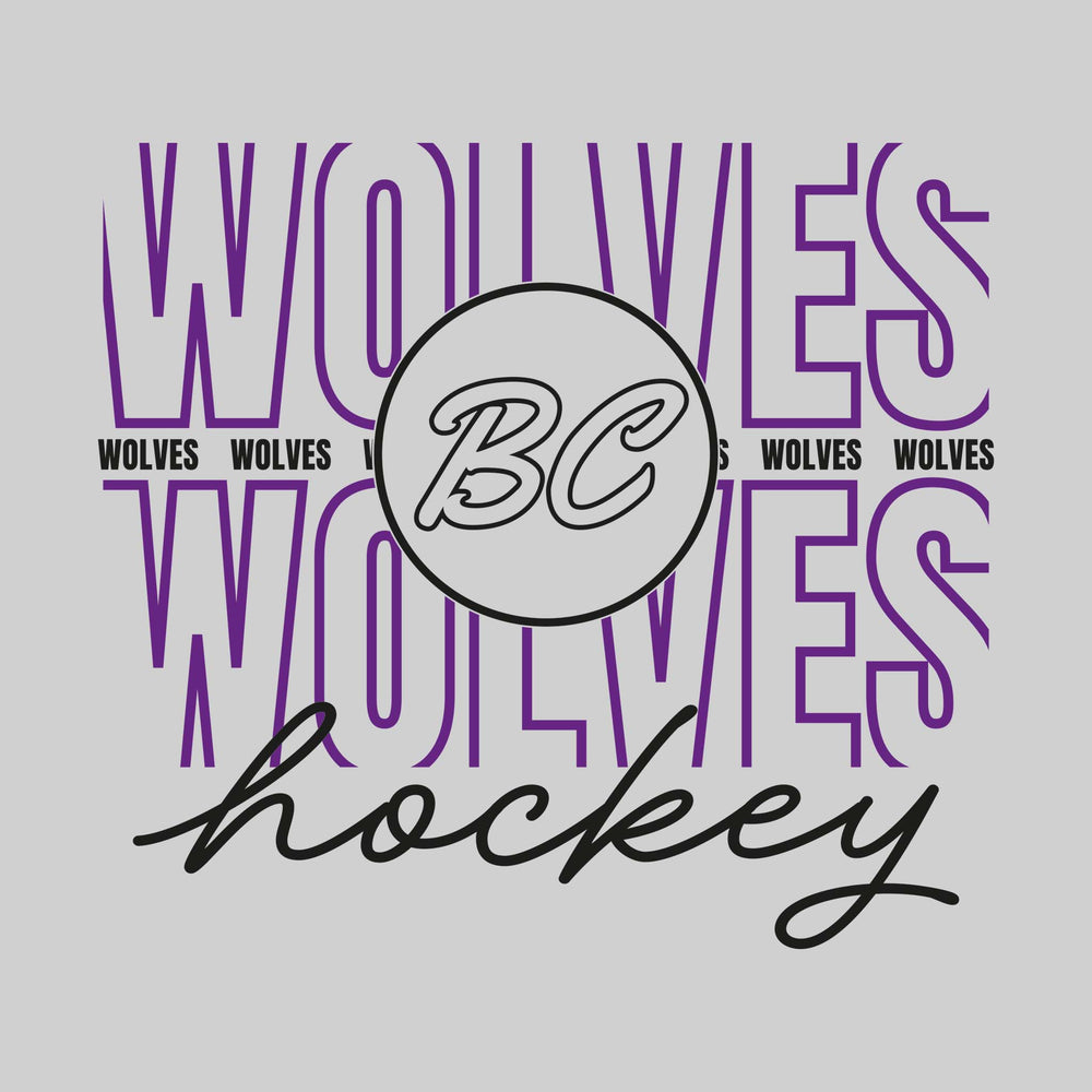 Bay City Wolves - Hockey - Outlined Wolves with Cursive Hockey