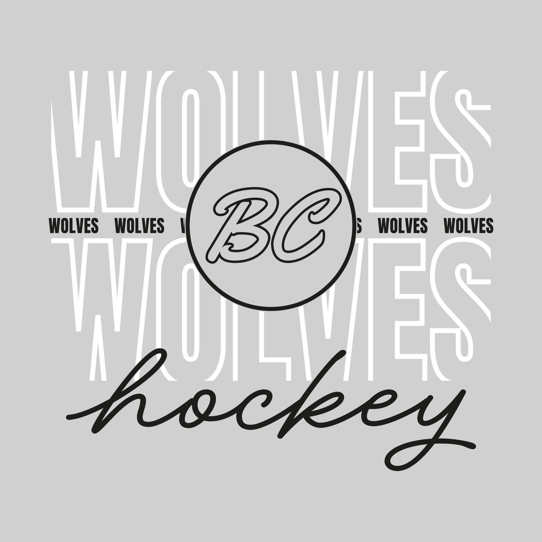 Bay City Wolves - Hockey - Outlined Wolves with Cursive Hockey