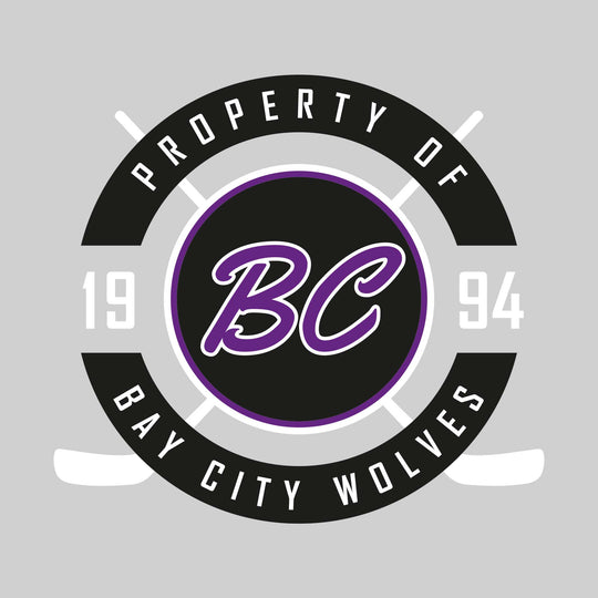 Bay City Wolves - Hockey - Property of Bay City Wolves - Circular with Crossed Sticks