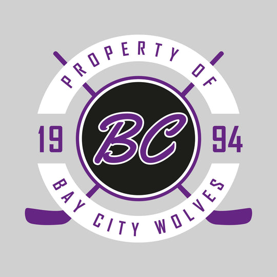 Bay City Wolves - Hockey - Property of Bay City Wolves - Circular with Crossed Sticks