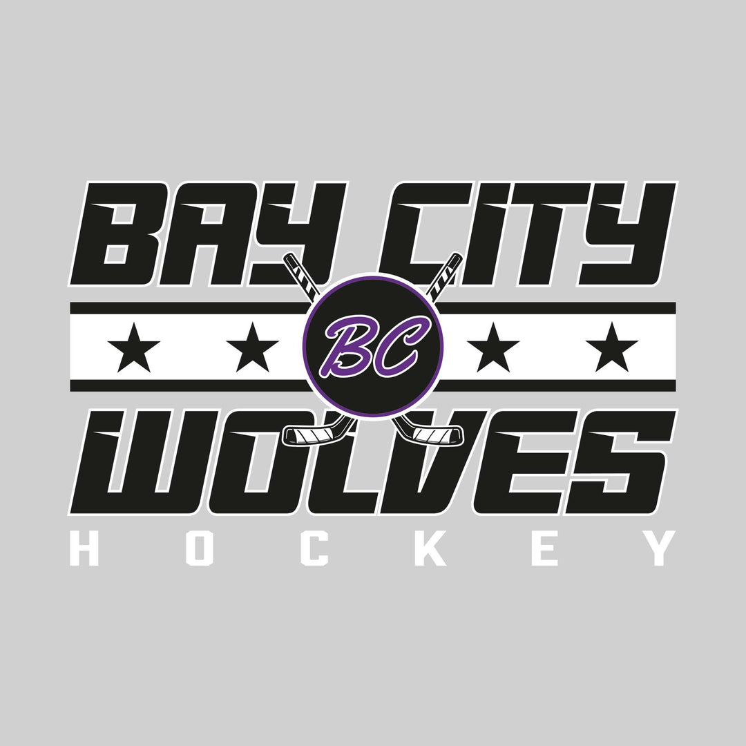 Bay City Wolves - Hockey - Two-Tone Stripe with Stars & Mascot