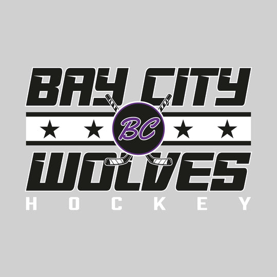 Bay City Wolves - Hockey - Two-Tone Stripe with Stars & Mascot