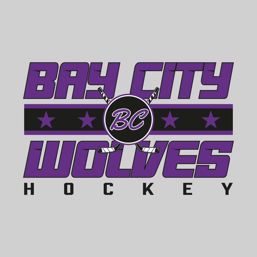 Bay City Wolves - Hockey - Two-Tone Stripe with Stars & Mascot