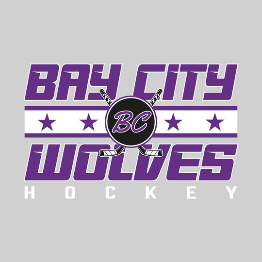 Bay City Wolves - Hockey - Two-Tone Stripe with Stars & Mascot