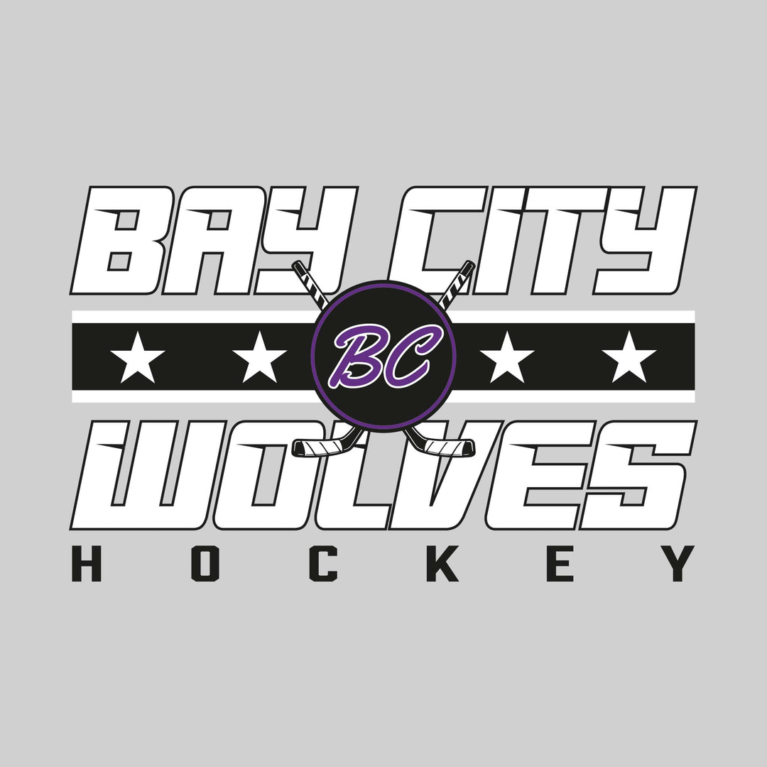 Bay City Wolves - Hockey - Two-Tone Stripe with Stars & Mascot
