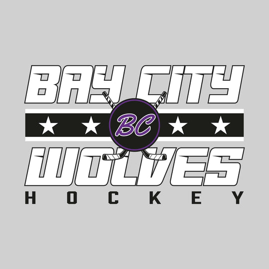 Bay City Wolves - Hockey - Two-Tone Stripe with Stars & Mascot