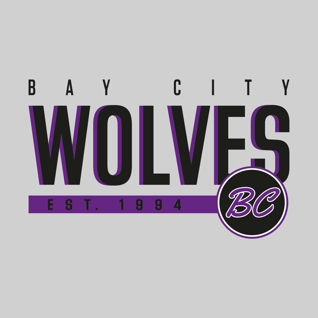 Bay City Wolves - Hockey - Wolves with Shadow and Established Date