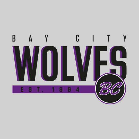 Bay City Wolves - Hockey - Wolves with Shadow and Established Date