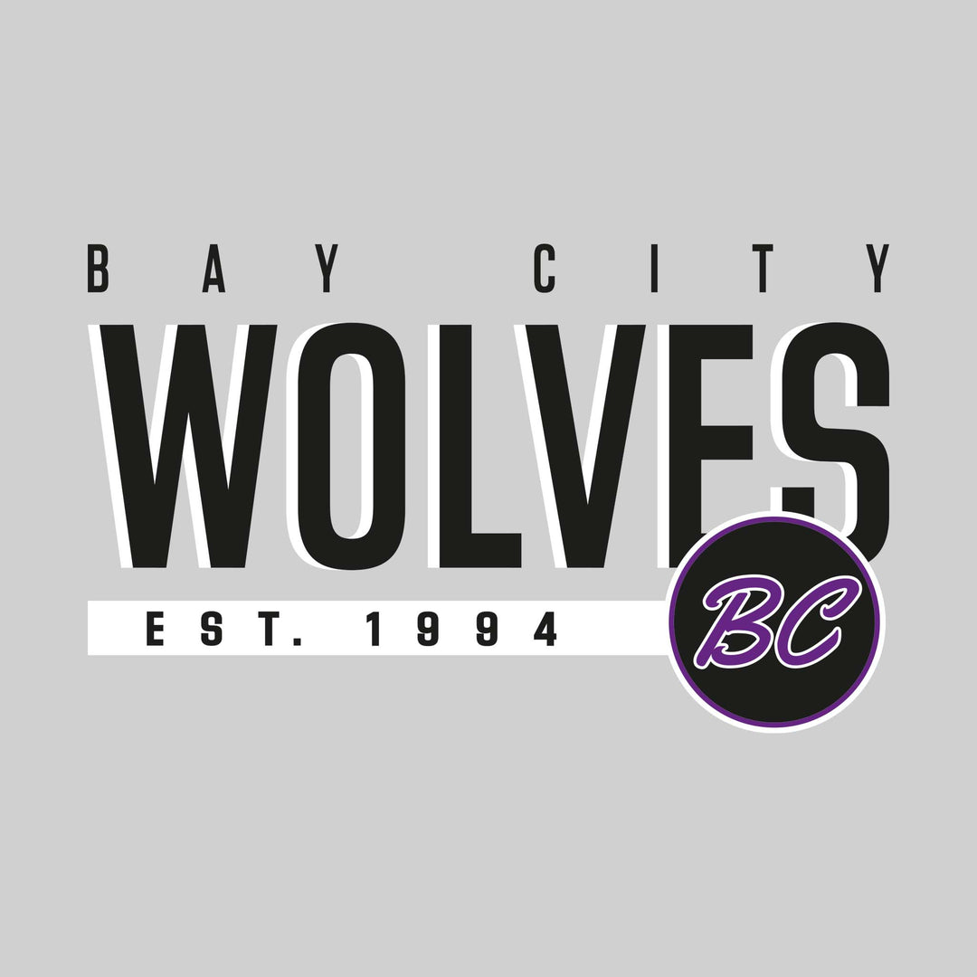 Bay City Wolves - Hockey - Wolves with Shadow and Established Date
