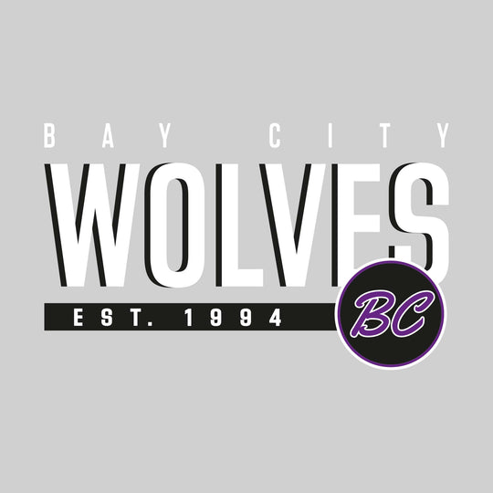 Bay City Wolves - Hockey - Wolves with Shadow and Established Date