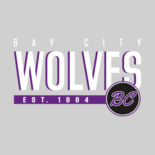 Bay City Wolves - Hockey - Wolves with Shadow and Established Date