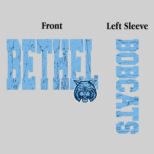 Bethel Lutheran Bobcats - Spirit Wear - Bethel Distressed with Mascot and Sleeve