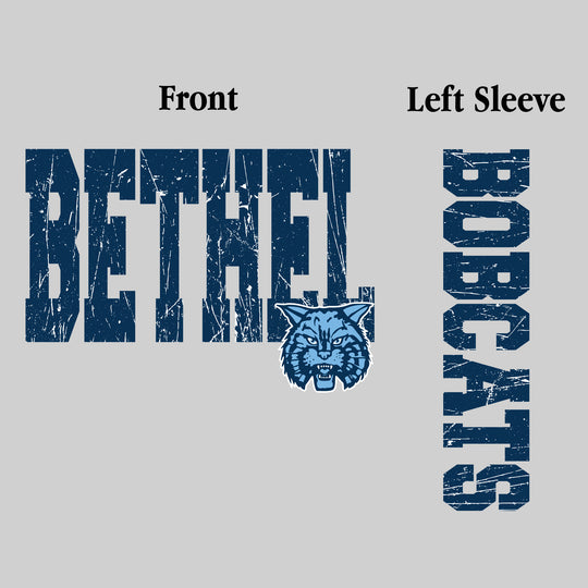 Bethel Lutheran Bobcats - Spirit Wear - Bethel Distressed with Mascot and Sleeve