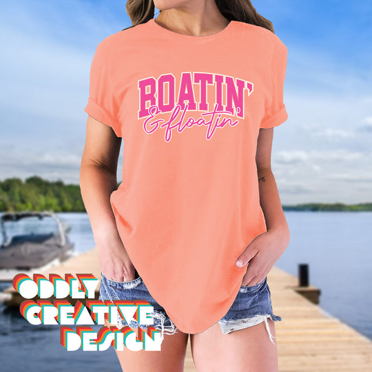 Boatin' & Floatin' - Athletic & Cursive Text
