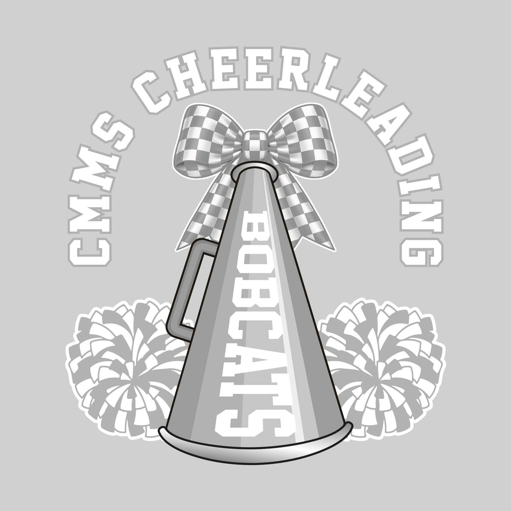 CMMS Bobcats - Cheer - Megaphone with Arched Text and Bow