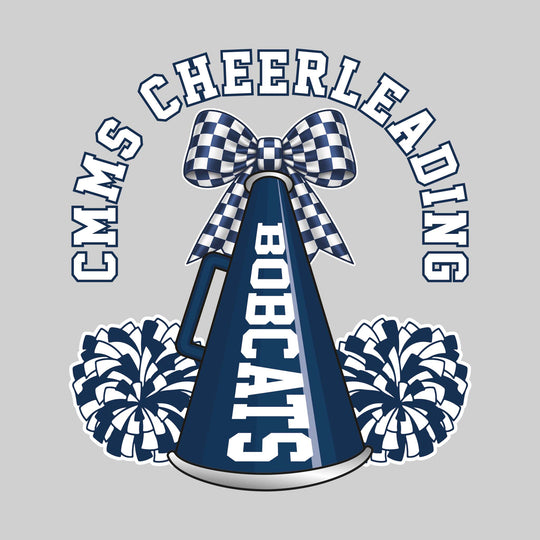 CMMS Bobcats - Cheer - Megaphone with Arched Text and Bow
