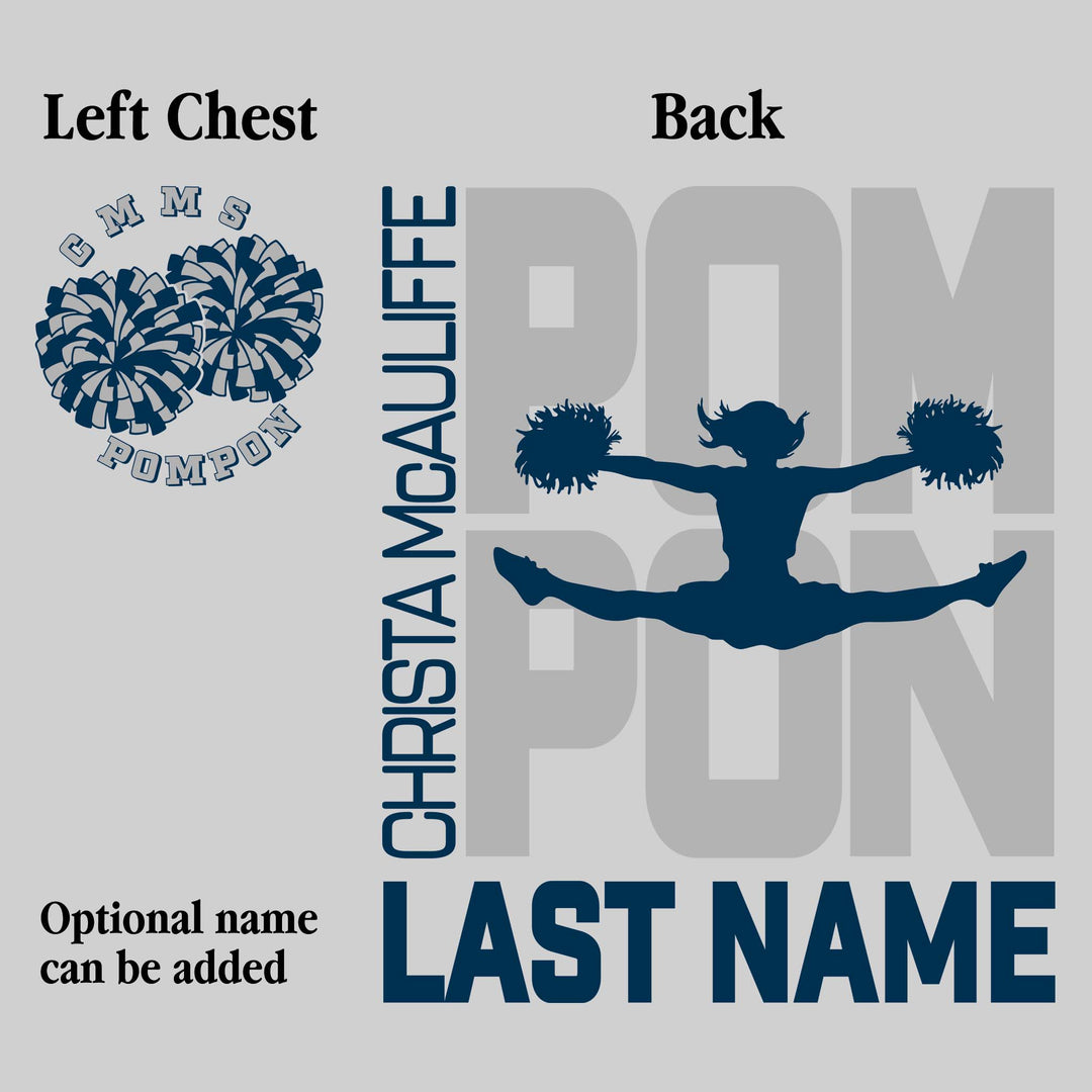 CMMS - Poms - Pompon Stacked with School Name and Pommer Silhouette