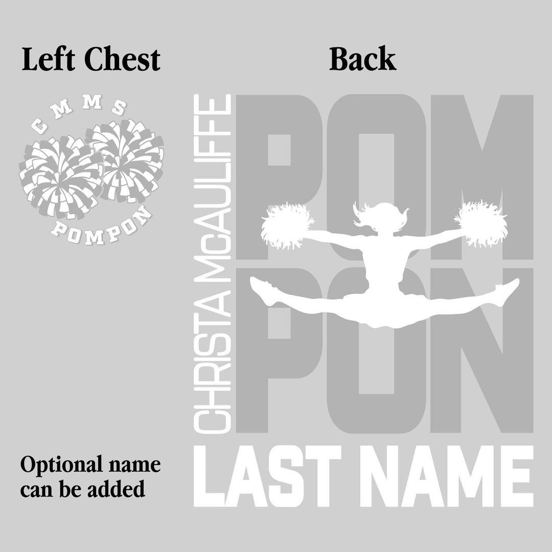 CMMS - Poms - Pompon Stacked with School Name and Pommer Silhouette
