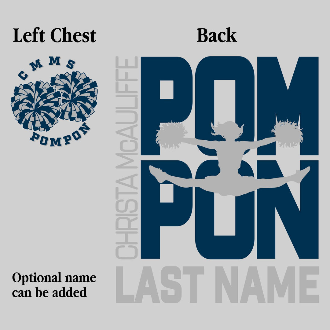 CMMS - Poms - Pompon Stacked with School Name and Pommer Silhouette
