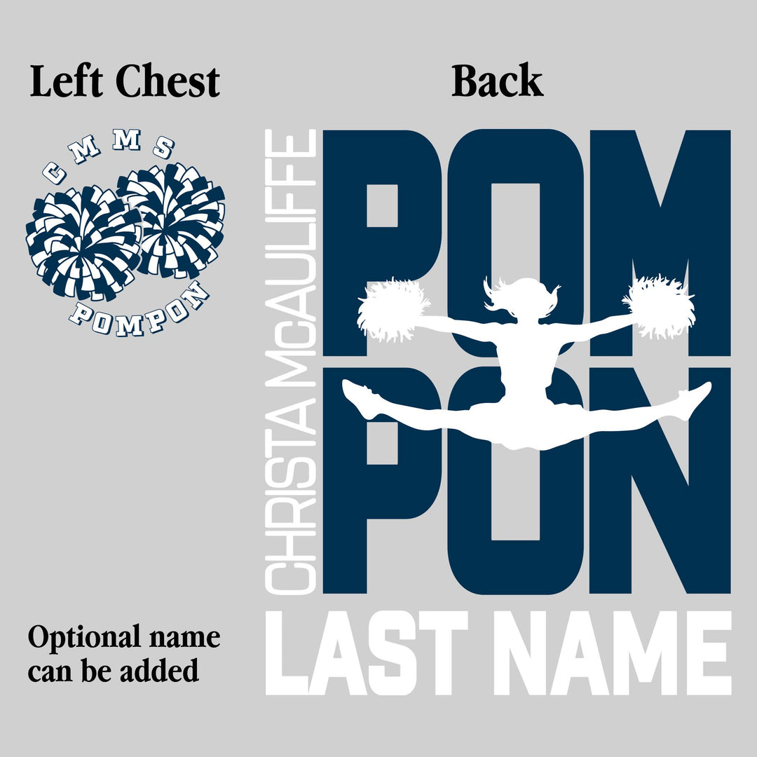 CMMS - Poms - Pompon Stacked with School Name and Pommer Silhouette