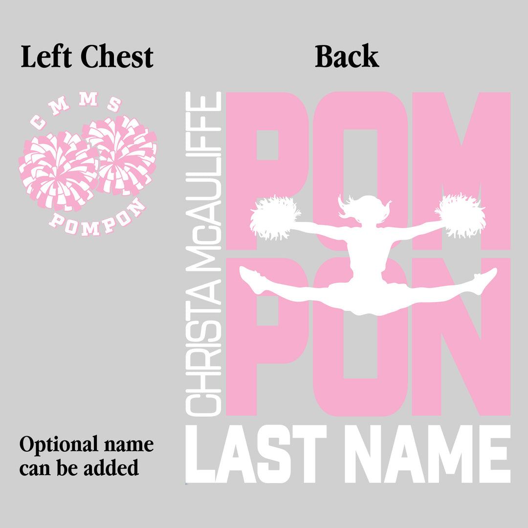 CMMS - Poms - Pompon Stacked with School Name and Pommer Silhouette