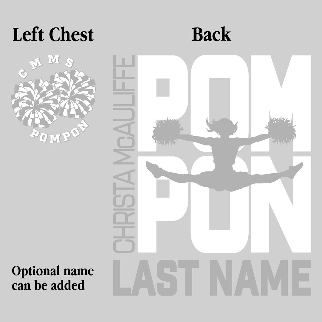 CMMS - Poms - Pompon Stacked with School Name and Pommer Silhouette