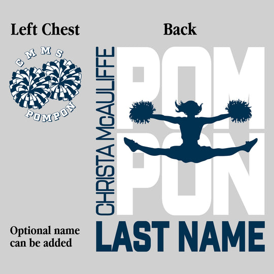 CMMS - Poms - Pompon Stacked with School Name and Pommer Silhouette