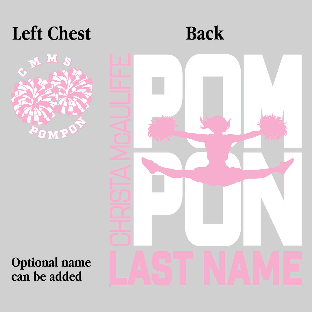 CMMS - Poms - Pompon Stacked with School Name and Pommer Silhouette