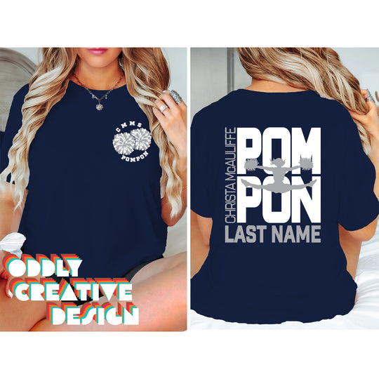 CMMS - Poms - Pompon Stacked with School Name and Pommer Silhouette
