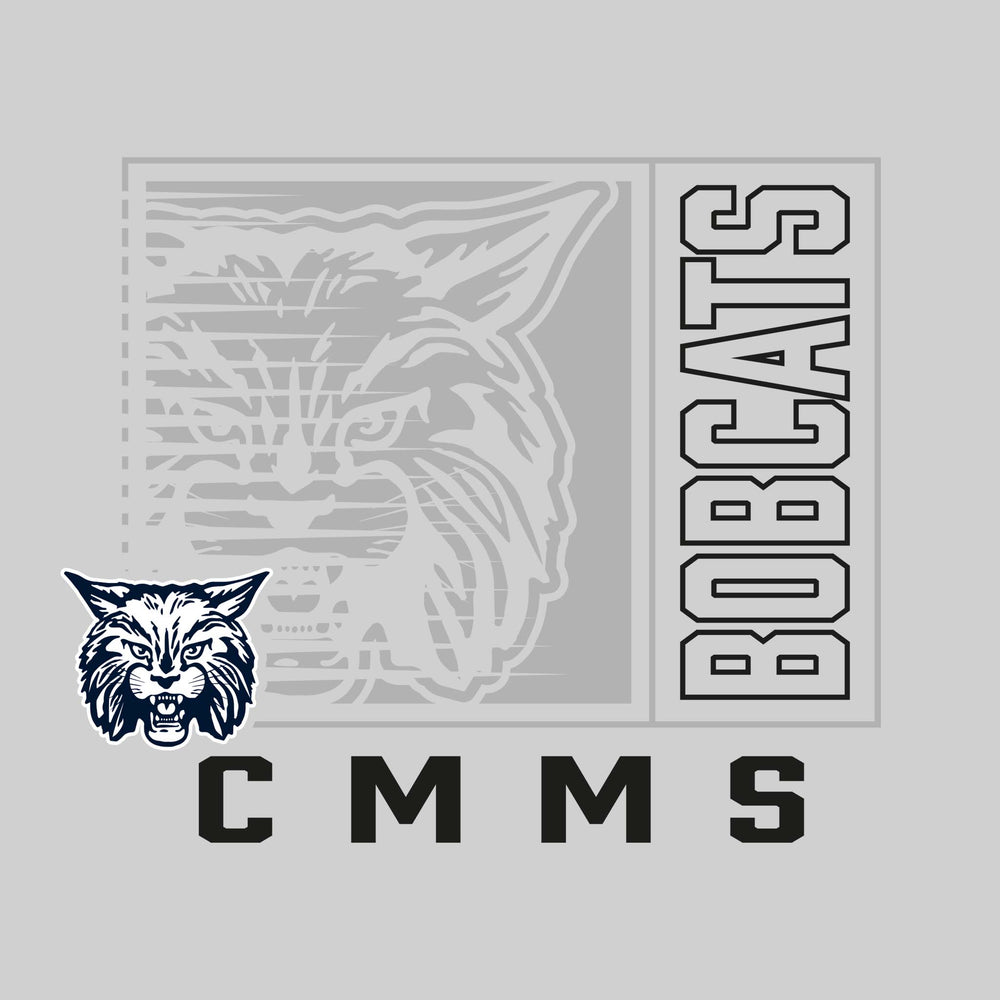 CMMS Bobcats - Spirit Wear - Boxed Cutout Mascot with Outlined Mascot Name