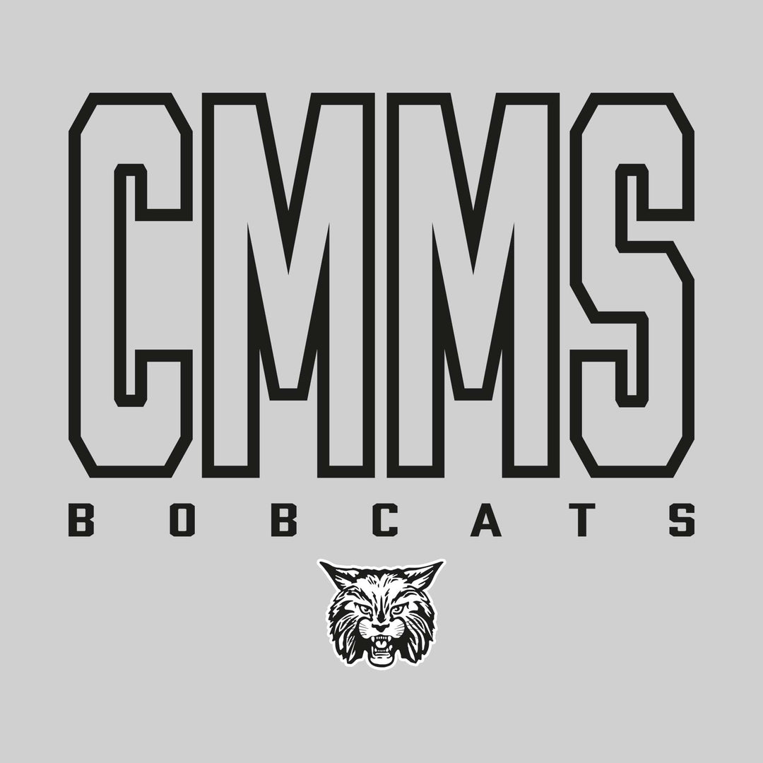 CMMS Bobcats - Spirit Wear - Outlined School Acronym with Mascot Name &amp; Mascot