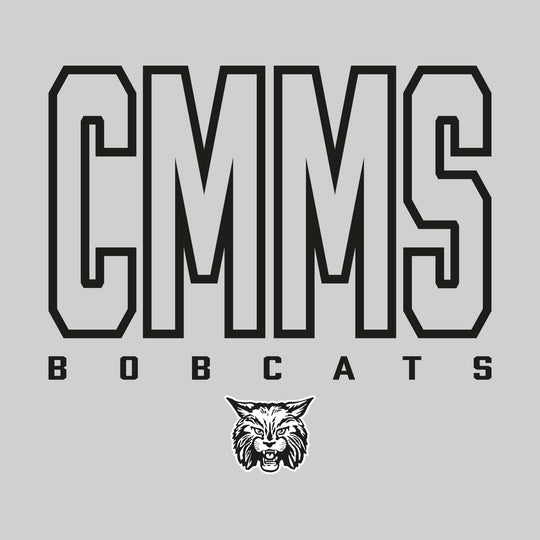 CMMS Bobcats - Spirit Wear - Outlined School Acronym with Mascot Name &amp; Mascot