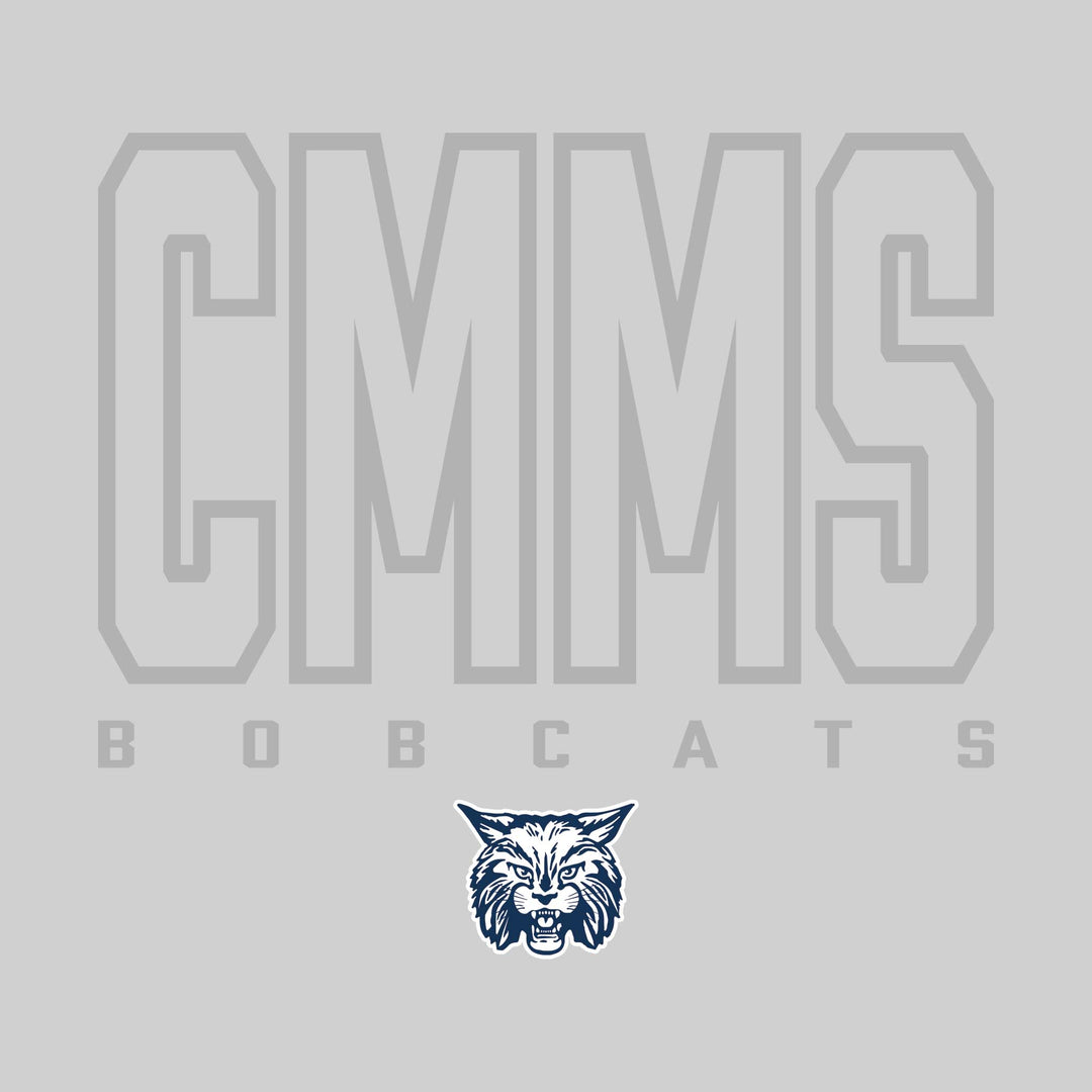 CMMS Bobcats - Spirit Wear - Outlined School Acronym with Mascot Name &amp; Mascot