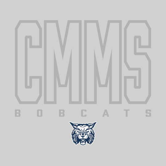 CMMS Bobcats - Spirit Wear - Outlined School Acronym with Mascot Name &amp; Mascot